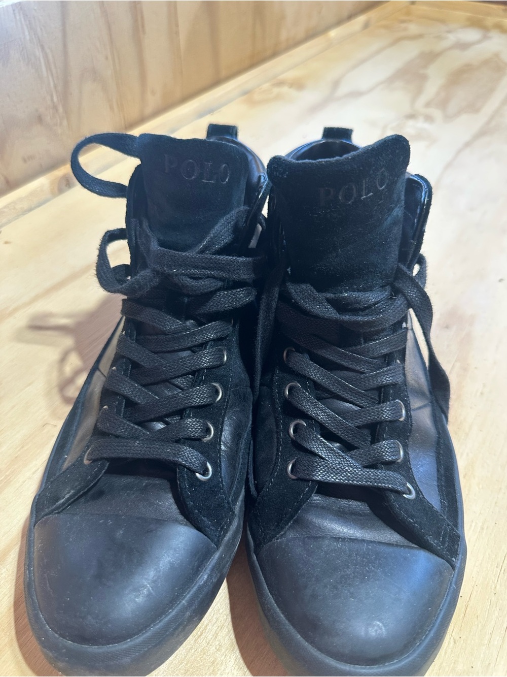 Ralph Lauren Black High-Top Lace-Up Sneakers